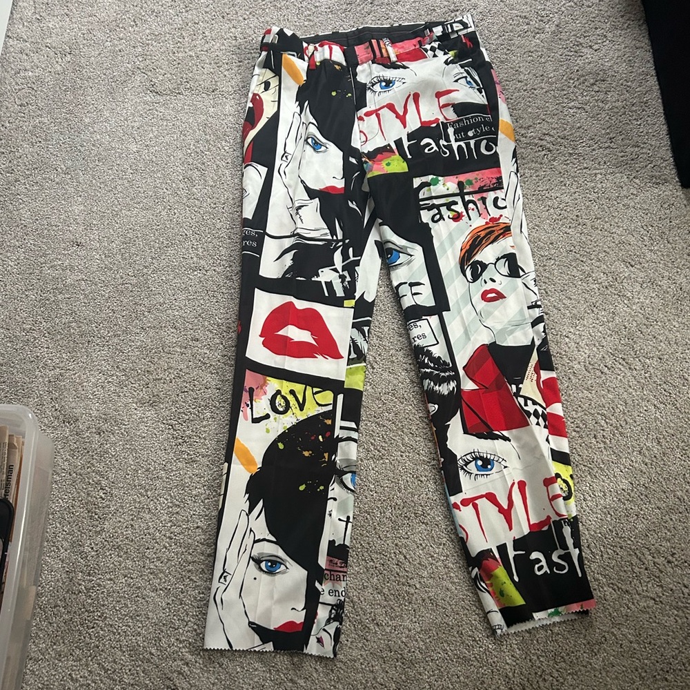 William//David Colorful Graphic Print dress Pants